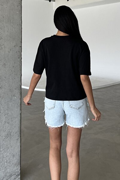 Domoda Black Boxy Short Sleeve Women's T-Shirt - 100% Combed Cotton, Comfortable Fit @ravenna