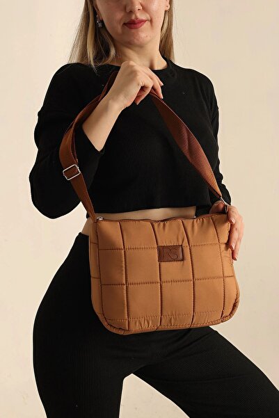 Rosmod Women's Tan Quilted Comfortable Shoulder Bag