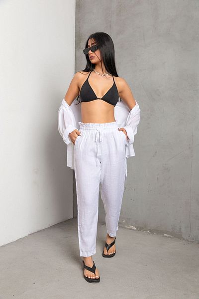 Maule Pantaloni elastici cu șireturi, 100% in, morcovi, pentru femei @Valensiya