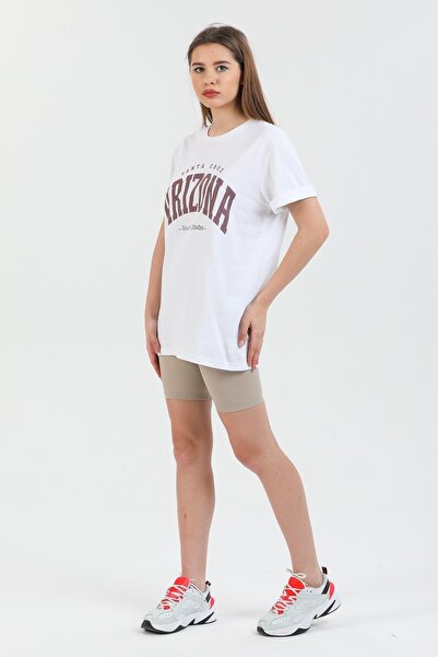 Blah Bela Arizona Štampano Pamuk lu okrugla kragna Oversize kroj Ženska majica.