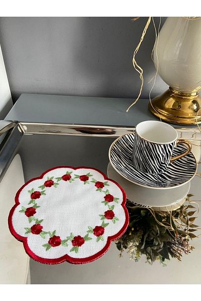 LİNDA MİA Flower Patterned Cocktail Napkin Single