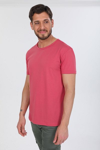 Domoda Ροζ Oversize Fit Βαμβακερό κοντό μανίκι Basic Unisex Dirty γιακά μπλουζάκι