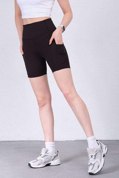 Domoda Pantaloni scurți sport negri flexibili și confortabili cu push-up - Buzunar și cusătură pentru pătuț @padova