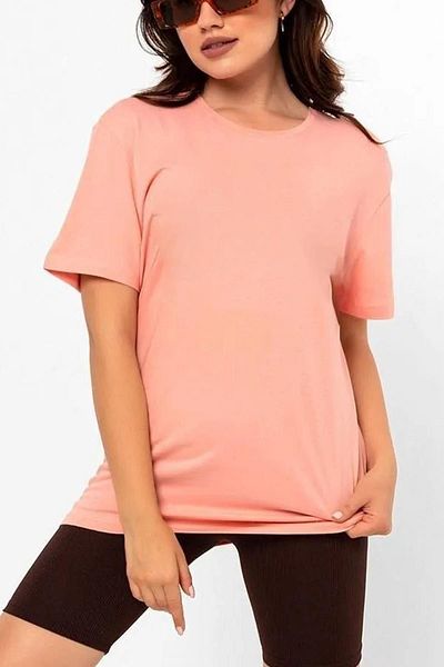 Domoda Βαμβακερό κοντό μανίκι Basic Unisex Ανδρικό μπλουζάκι Salmon Oversize Fit