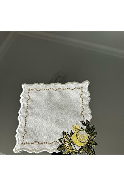 LİNDA MİA منديل كوكتيل واحد مطرز بالليمون ثلاثي الأبعاد