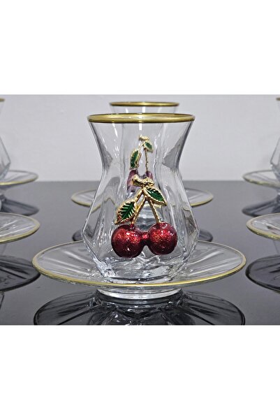 atabey home ALYA ÇAY SETİ 12 PARÇA DÖKÜM KİRAZLI LÜX SET