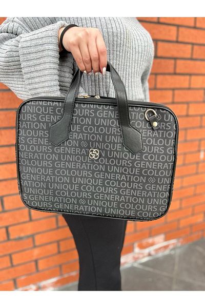 Rosmod Unisex Μαύρος Χαρτοφύλακας Laptop 14 ιντσών με λουράκι με μοτίβο κειμένου