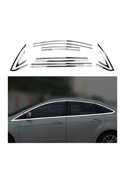 Fvtuningotoaksesuar Ford Focus Sedan Tam Tur Cam Çıtası Nikelaj (2012-2018) 1...