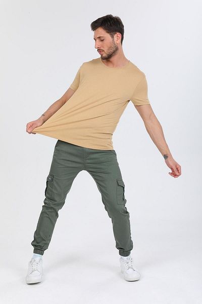 Domoda Μπλουζάκι με κοντό μανίκι σε μπεζ Oversize Fit Βαμβακερό κοντομάνικο Basic Unisex Dirty γιακά μπλουζάκι