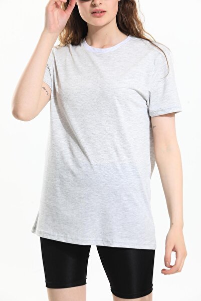 Domoda Snow - Melange, Oversize Fit Cotton Short Sleeve Basic Unisex Women's Men's T-Shirt