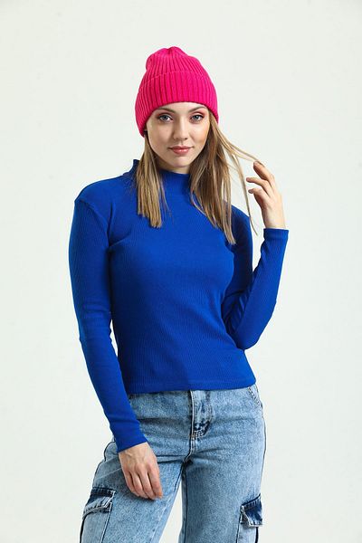Domoda Saks Turtleneck Ribbed Camisole Long Sleeve Knitted Blouse
