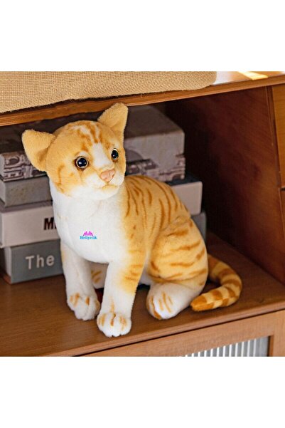 hediyecik Gerçek Görünümlü Ayakta Peluş Kedi Sar Tekir 40 Cm