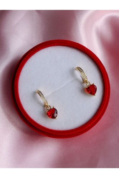 Reorah Collection Sparkling Heart 925 Gümüş Küpe-Altın Kaplama