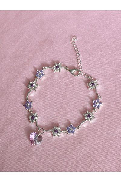 Reorah Collection Sun Bracelet - Rhinestones and Flower Pattern