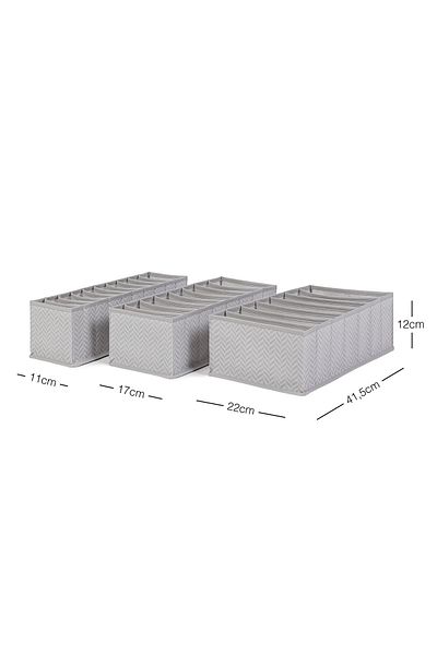 Ocean Home Textile Set of 3 Gray Cabinet Drawer Inside Accordion Type Folding Laundry Organizer