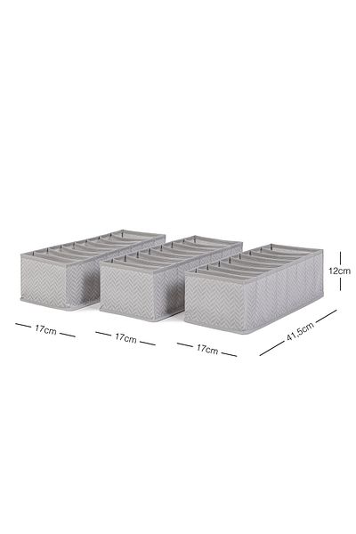 Ocean Home Textile 3 Pieces 8 Compartments Gray Cabinet Drawer Inside Accordion Type Folding Laundry Organizer