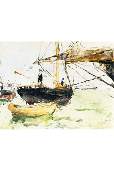 Tablosan Pictură pe pânză cu peisaj abstract în acuarelă, barcă neagră, 30x40 cm Kb27202 30x40 cm