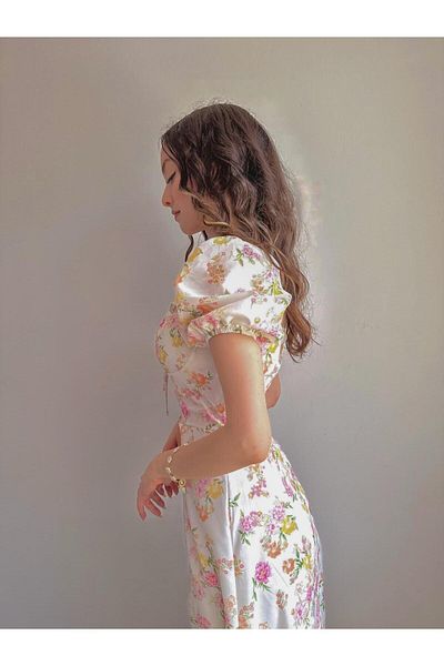 Reorah Collection Summer Colorful Flower Patterned Dress