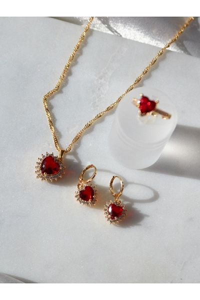 Reorah Collection Darling I Love You Necklace - Earring - Ring Set