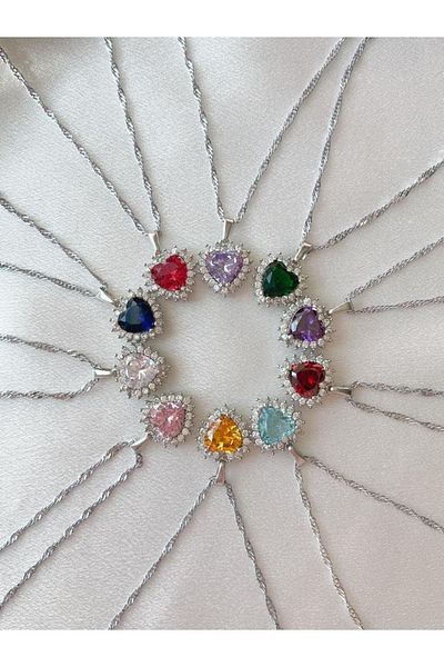 Reorah Collection Royal Heart Necklace-silver Plated-red
