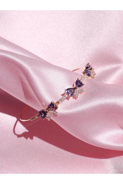 Reorah Collection Purple Zircon Stone Bow / Ribbon Bracelet