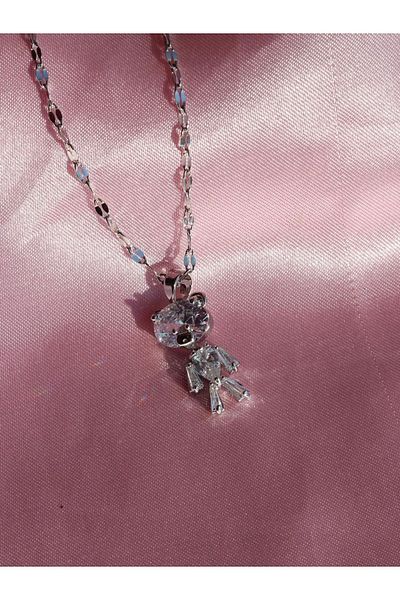 Reorah Collection Animated Teddy Bear Steel Necklace