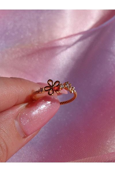 Reorah Collection Minimal Daisy Pink Ring