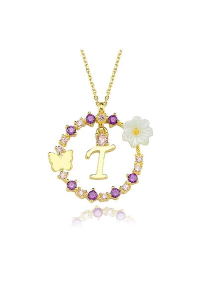 Sahira Jewelry Manolya Çiçeği Düşler Işıltısı 14k Gold T Harfi Kadın Kolye