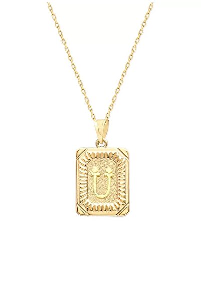 Sahira Jewelry Ü Harfi Vintage Kesim 14 K Altın Kaplama Kadın Kolye