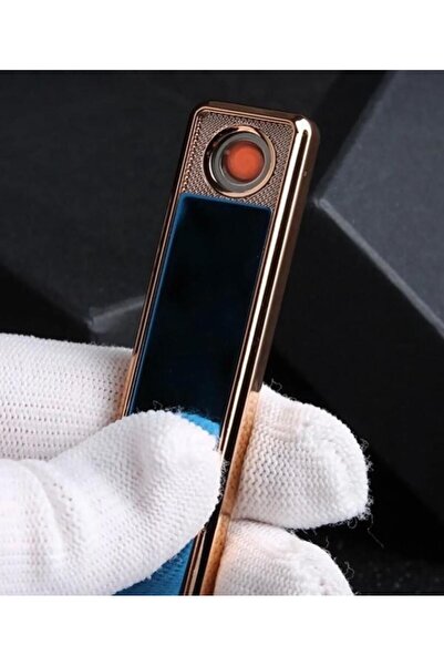 POLACOO Kişiye Özel Isim Baskılı Çakmak Şarjlı Usbli Dokunmatik Siyah Elektro...