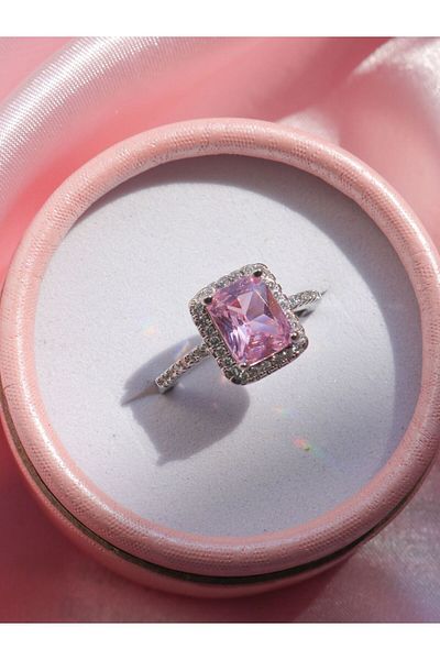 Reorah Collection Pink Zircon Stone Baguette Ring
