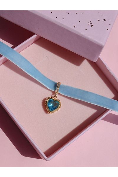 Reorah Collection The Princess And The Poor Tailor Girl Choker-gold Plated-blue