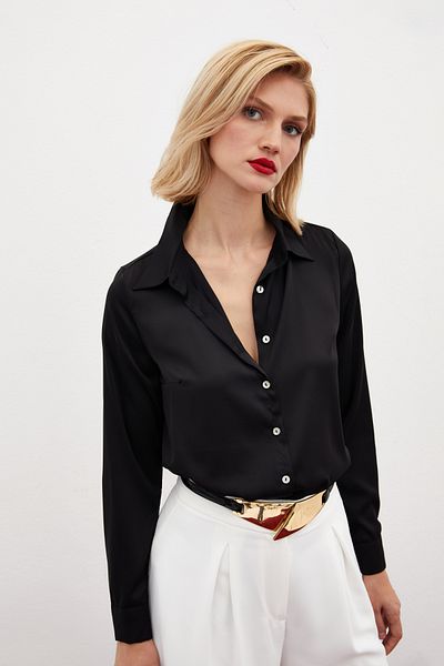 Sateen Black Satin Shirt