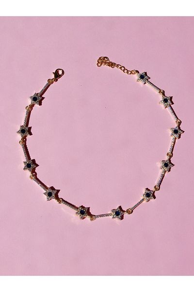 Reorah Collection Zircon Stone Navy Blue Star Waterway Choker Necklace