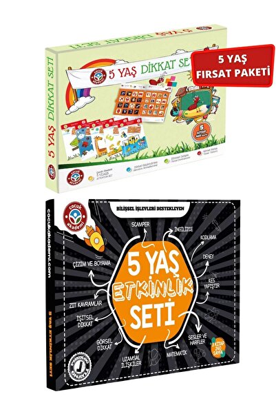 Çocuk Akademi 5 Yaş Etkinlik ve 5 Yaş Dikkat Setleri İndirim Paketi