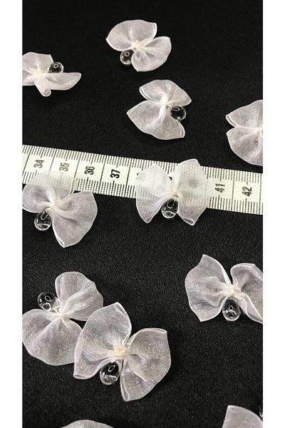 Ozpas Λευκό Φιόγκο Οργάντζα - Πέτρες, Πλάτος 2cm, Μοντέλο 25τμχ