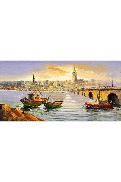 Tablosan Istanbul Eminönünden Galataya Bakarken Kanvas Tablo 120x240 Cm Kb162...