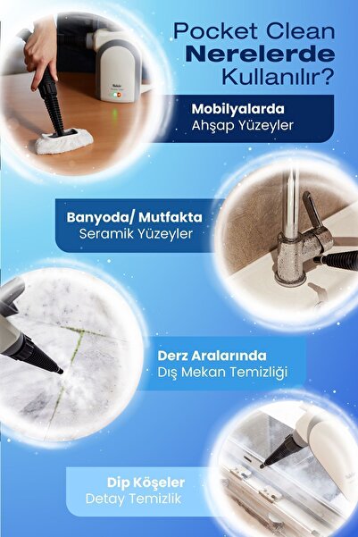 Fakir Pocket Clean Çok Fonksiyonlu Buharlı Temizlik Makinası - Buharlı Temizleyici