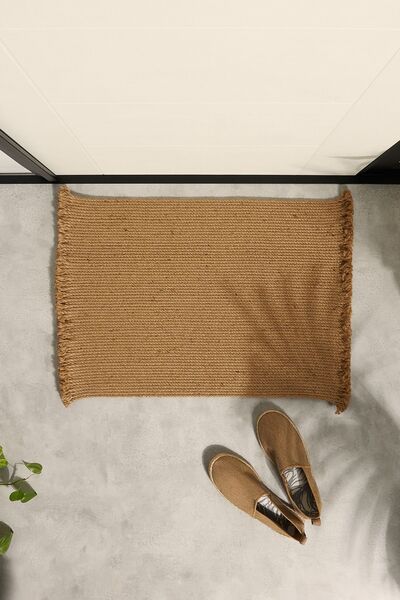 Ocean Home Textile Saçaklı Jüt Halat Çok Amaçlı Dekoratif İç Dış Kapı Önü Paspası 74x50