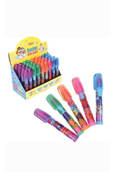 ÇEÇEN HOME (5 ADET) Roket Yumurtlayan Silgi Simli Kapaklı