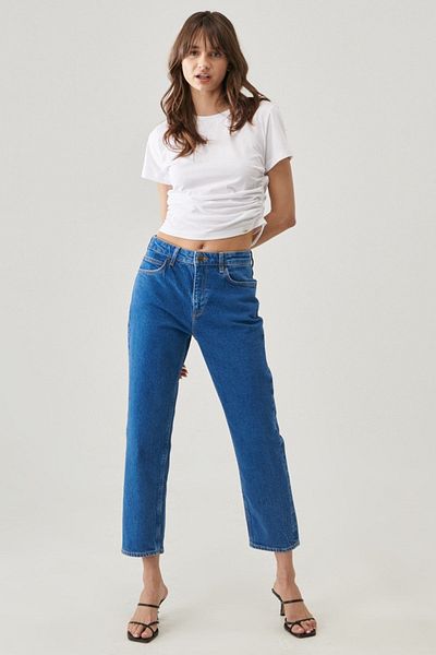 Lee بنطال جينز جان عالي الخصر قابل للتمدد من Carol Regular Straight Fit