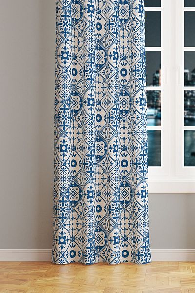 Moud's Ethnic Patterned Suede Living Room - Curtain Printed, Extra String, Single Wing Prd-1085