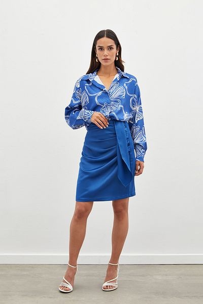 Sateen Minifustă cu curea - INDIGO
