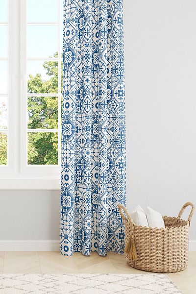 Moud's Ethnic Patterned Suede Living Room - Curtain Printed, Extra String, Single Wing Prd-1085