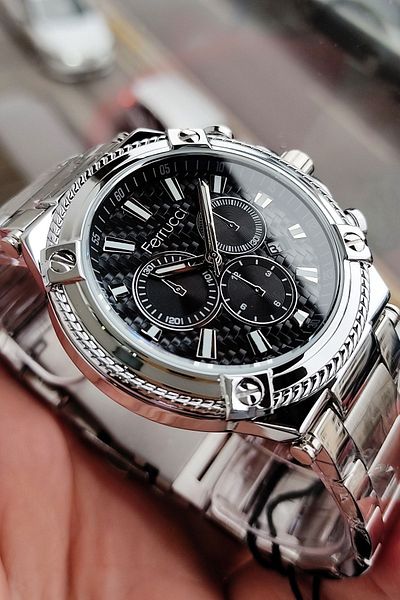 Ferrucci Men's Silver Colored Steel Watchband - 3 ATM Waterproof with Bracelet Gift Cbk587