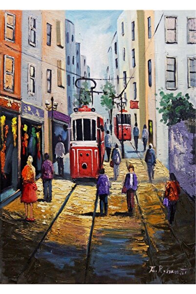 Tablosan Istanbul Taksim Taksim Red Tramvay Pictură pe pânză 20x30 Cm Kb16141 20x30 Cm