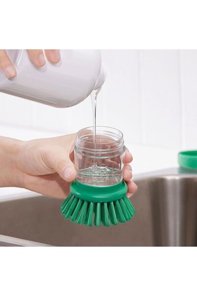 IKEA Bright Green Videvecmal Dish Brush with Detergent Chamber