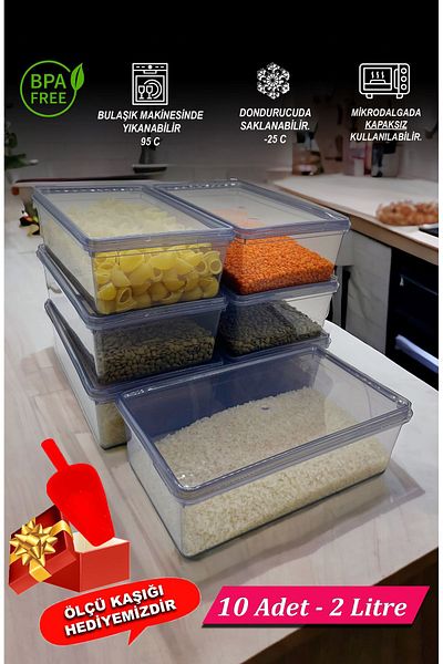 SUPERCUPP Plastic Lid Lockable Gray Storage Container 2 Lt 10 Pieces Freezer & Food & Kitchen & Hobby & Coffee & Toy