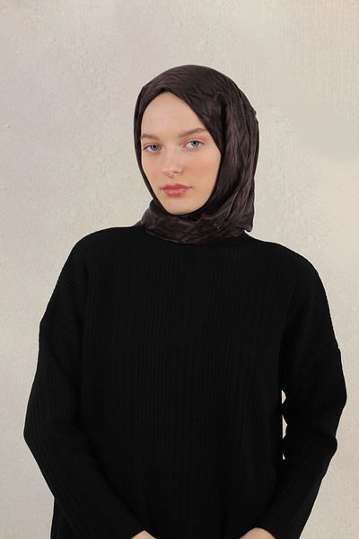MİRSOY SCARF Diamond Pattern Jacquard Shawl - Bitter Brown