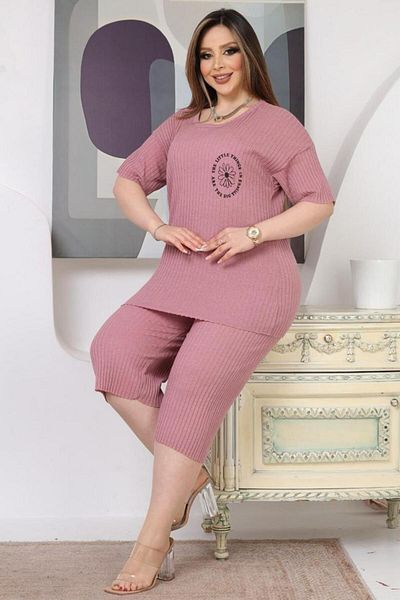Freeista Plus Size Pajama Set Printed